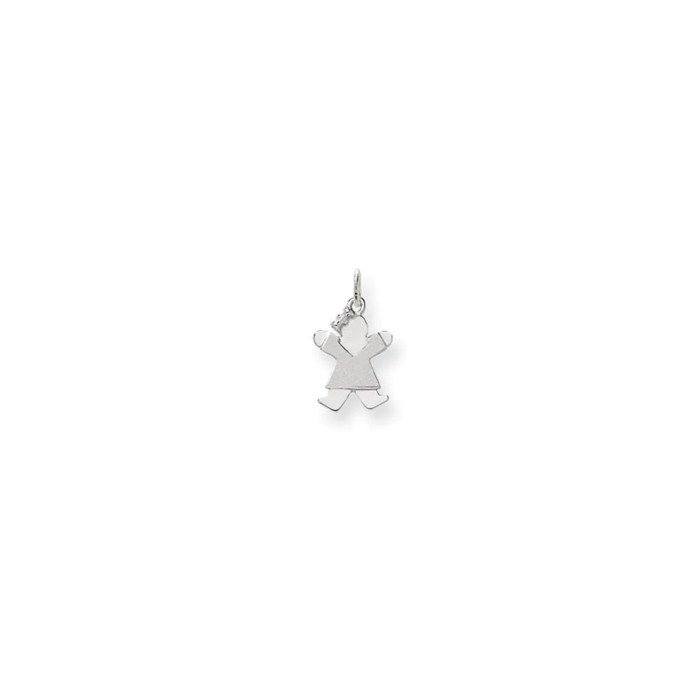 14k White Gold Mini Girl With Bow Joy Charm