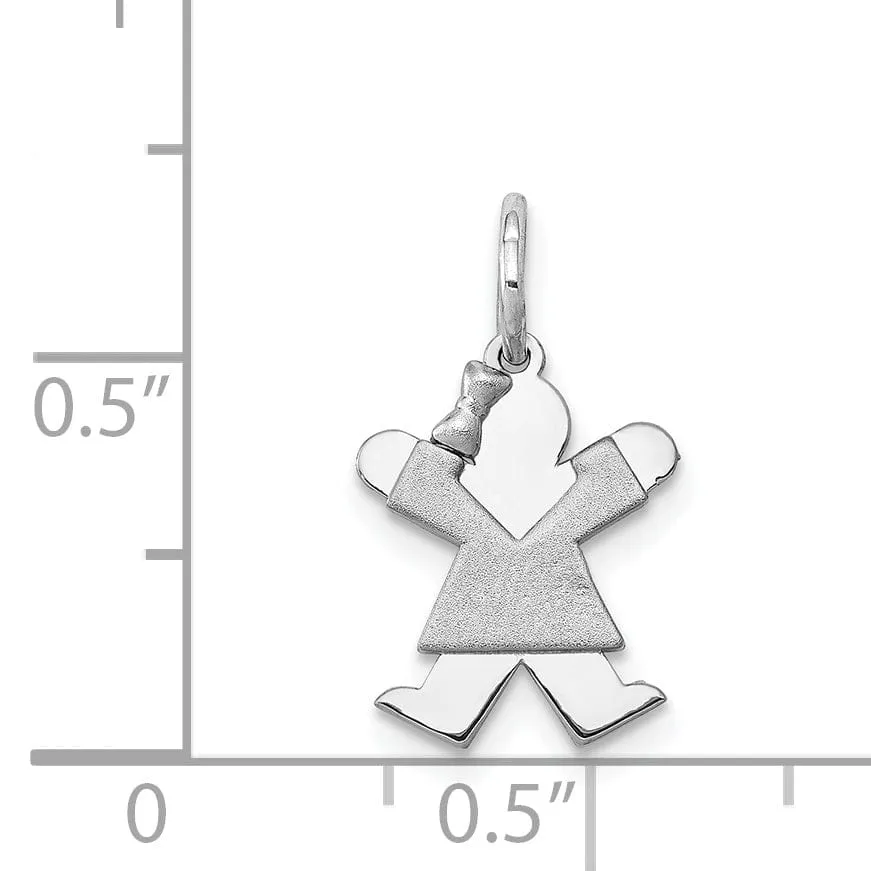 14k White Gold Mini Girl With Bow Joy Charm