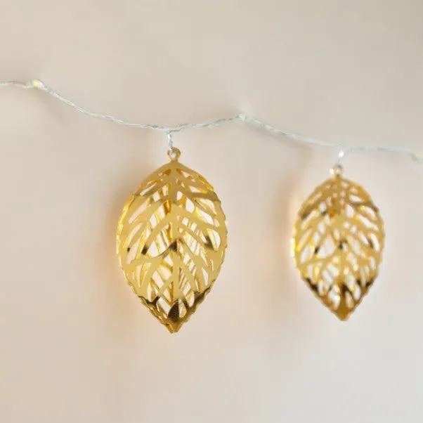 20 Golden Leaf LED String Lights 2.2M