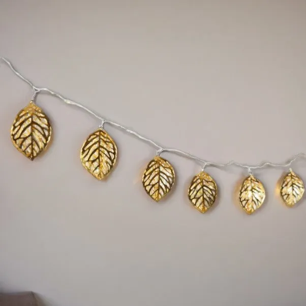 20 Golden Leaf LED String Lights 2.2M