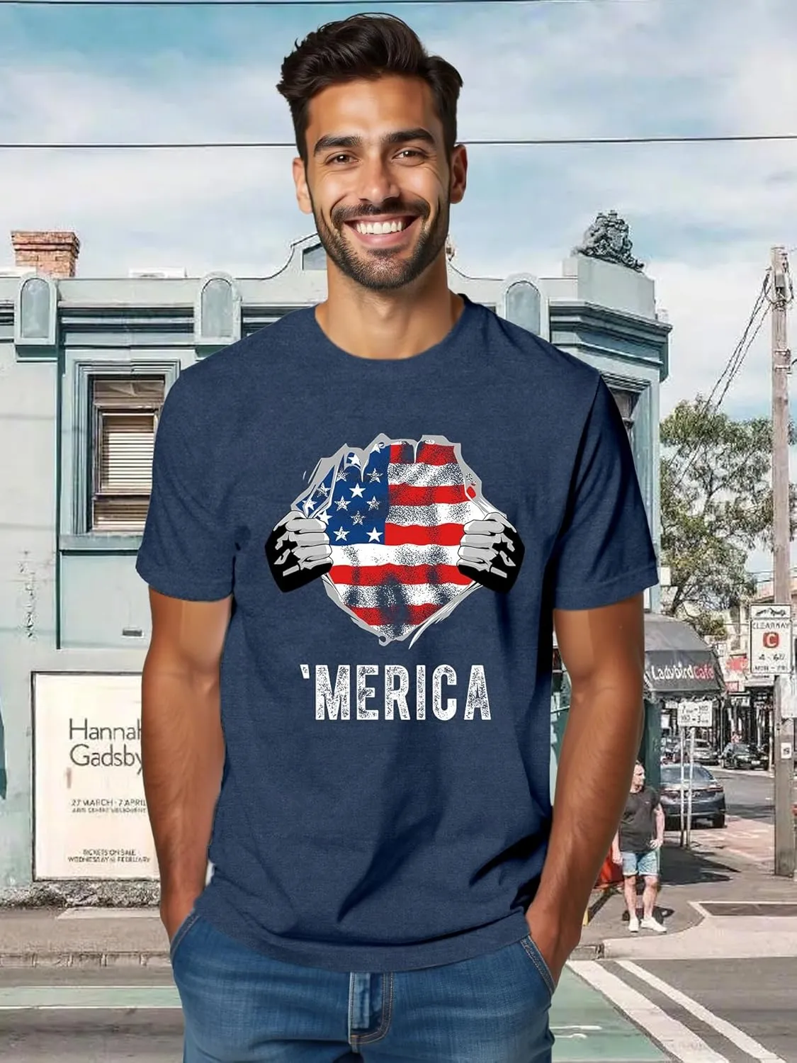American Flag Shirts for Men USA 4th of July T-Shirt Memorial Day Patriotic Tee Tops
