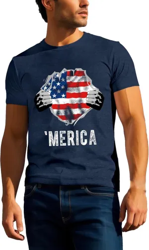 American Flag Shirts for Men USA 4th of July T-Shirt Memorial Day Patriotic Tee Tops