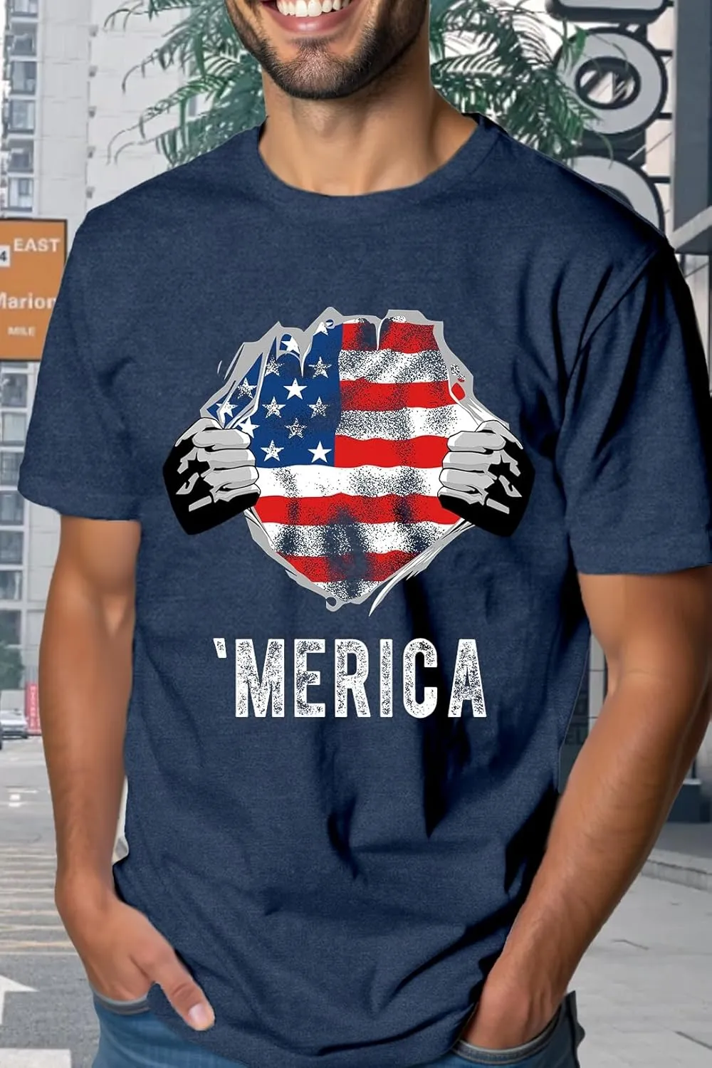 American Flag Shirts for Men USA 4th of July T-Shirt Memorial Day Patriotic Tee Tops