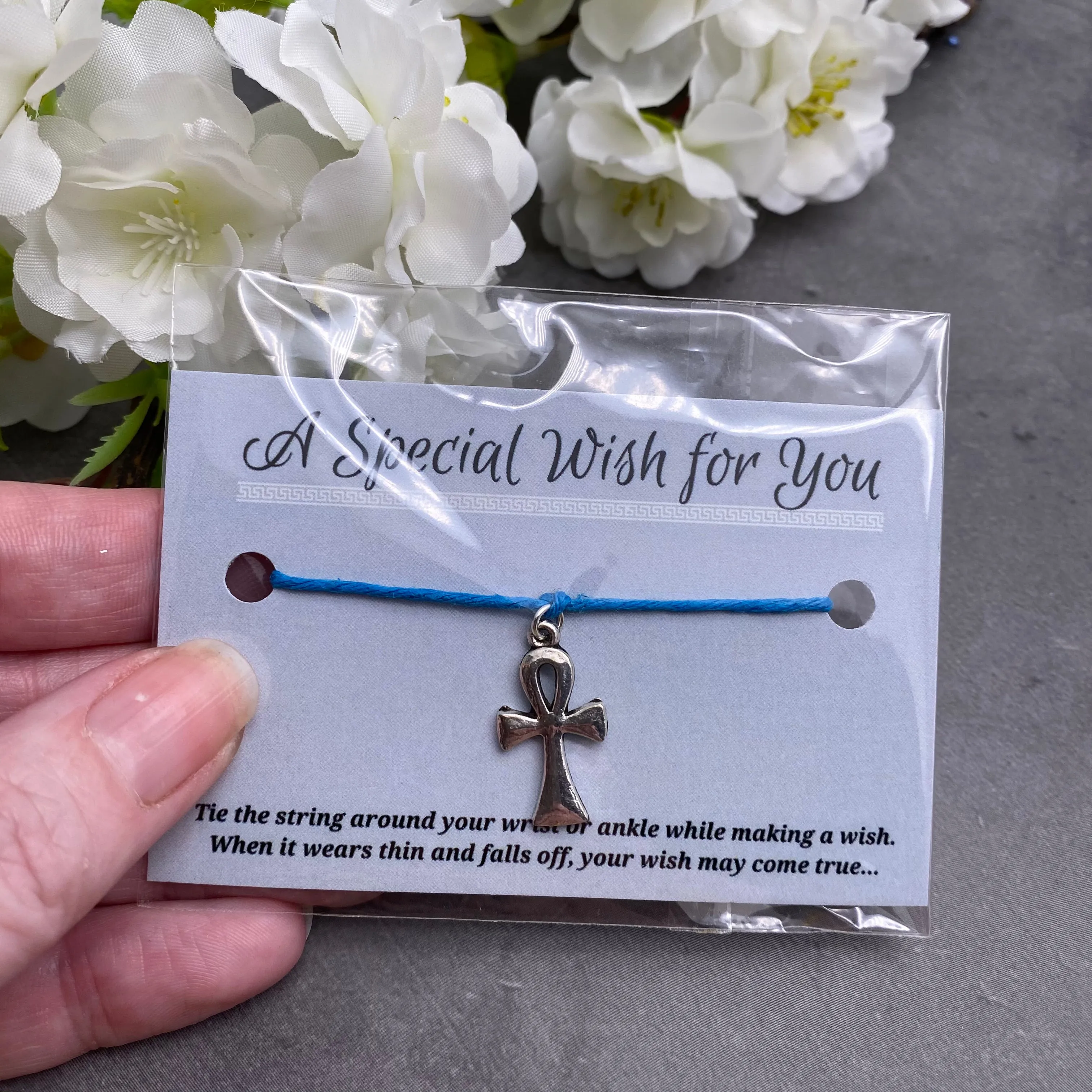 Ankh Charm Hemp Wish Bracelet - Colour Choice