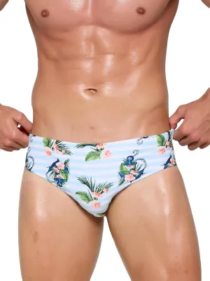 Arcweg Men's Swimming Trunks Briefs Low Waist with Removable Pad Swimwear Elastic Beach Shorts Boxers Underwear