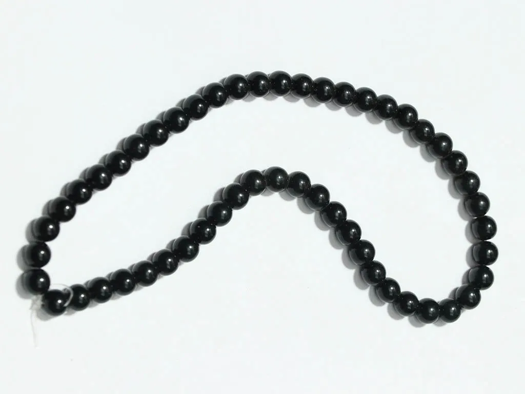 Black Circular Plastic Beads - 8 mm