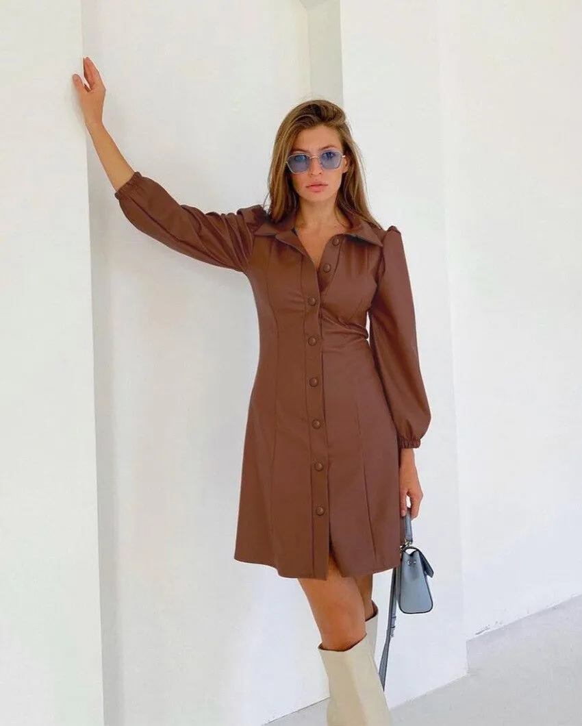 Blair Leather A-line Midi Dress
