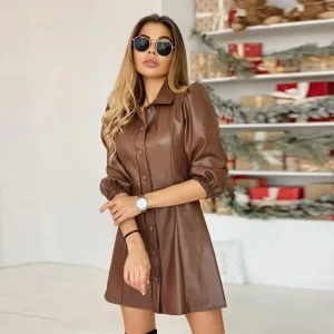 Blair Leather A-line Midi Dress