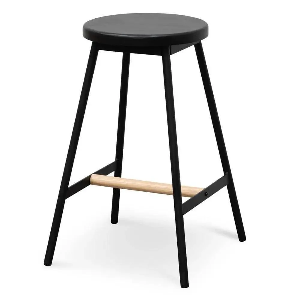 Calibre Black Timber Seat Bar Stool - Black Frame BS2471-NH