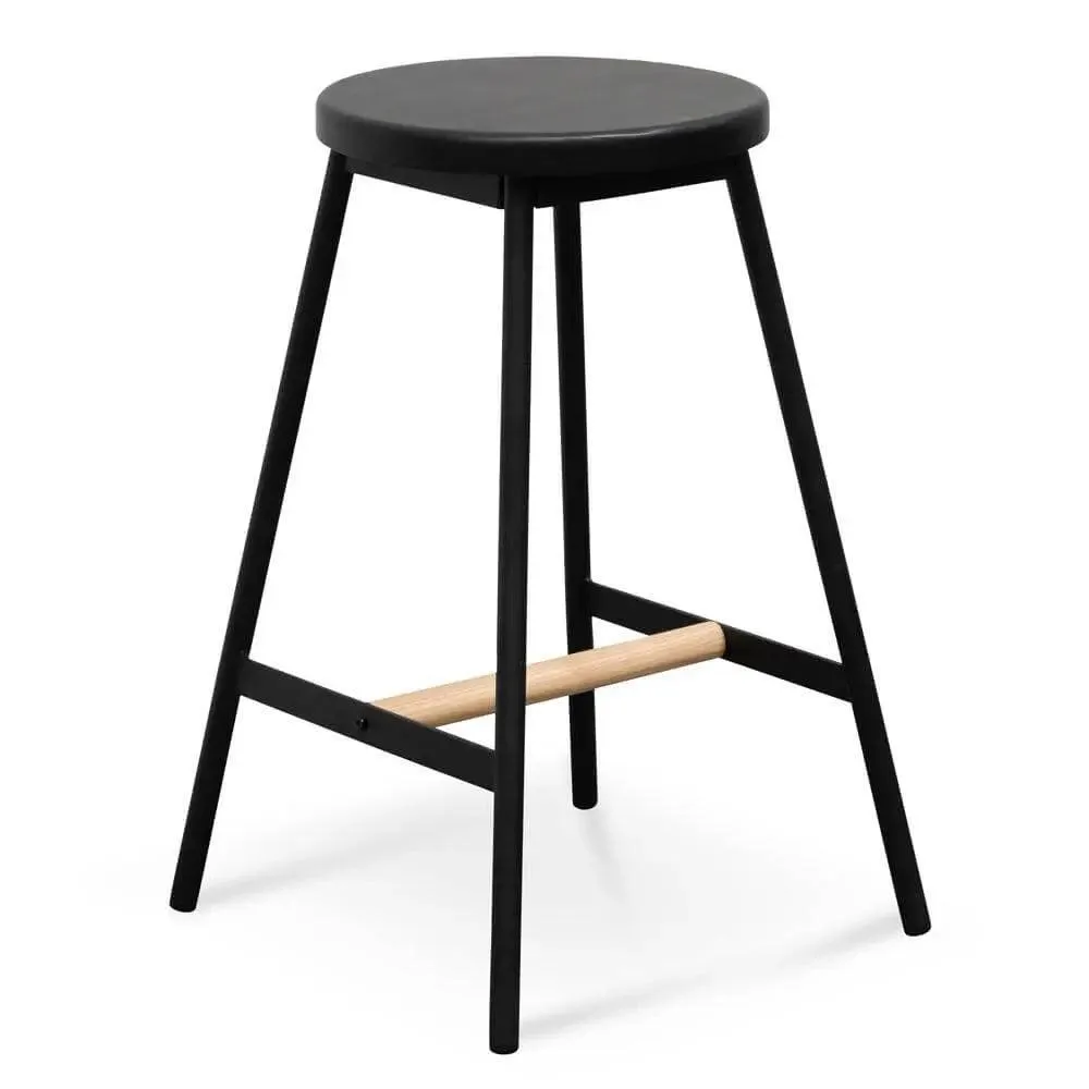 Calibre Black Timber Seat Bar Stool - Black Frame BS2471-NH