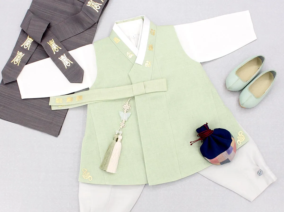 Classy Prince Baby Boy Hanbok in Light Green