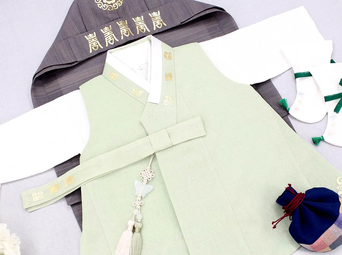 Classy Prince Baby Boy Hanbok in Light Green
