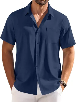 COOFANDY Shirts for Men Short Sleeve Button Down Shirt Casual Summer Beach Shirts
