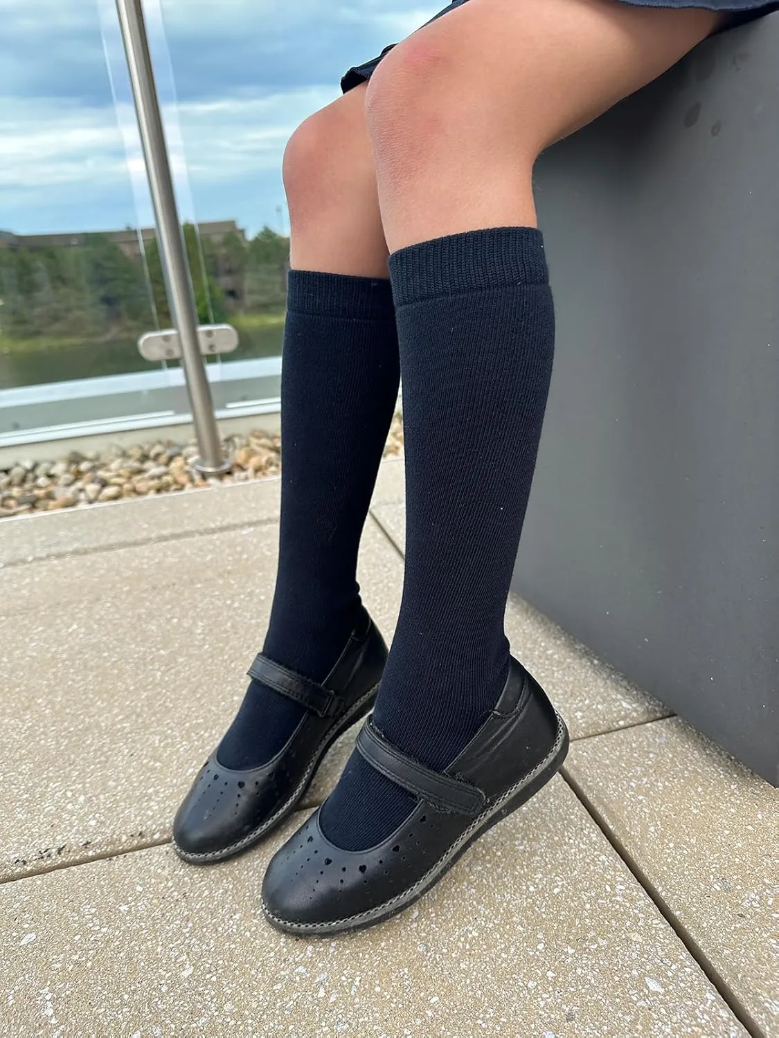 COTTON DAY 3 Pack Kids Girls Unisex Soft Knee High School Uniform Dress Socks Seamless Toe Black White Navy Blue Burgundy