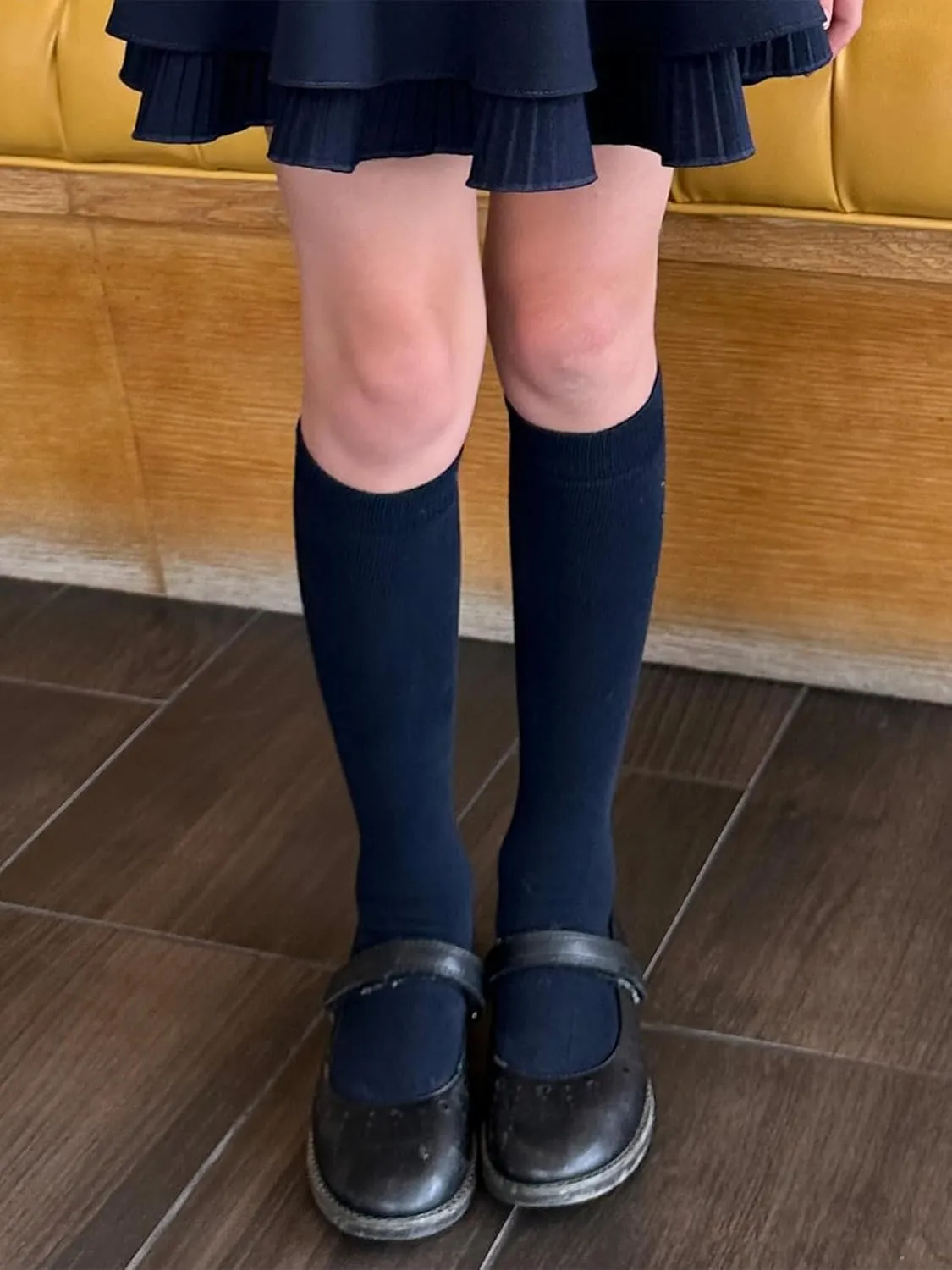 COTTON DAY 3 Pack Kids Girls Unisex Soft Knee High School Uniform Dress Socks Seamless Toe Black White Navy Blue Burgundy