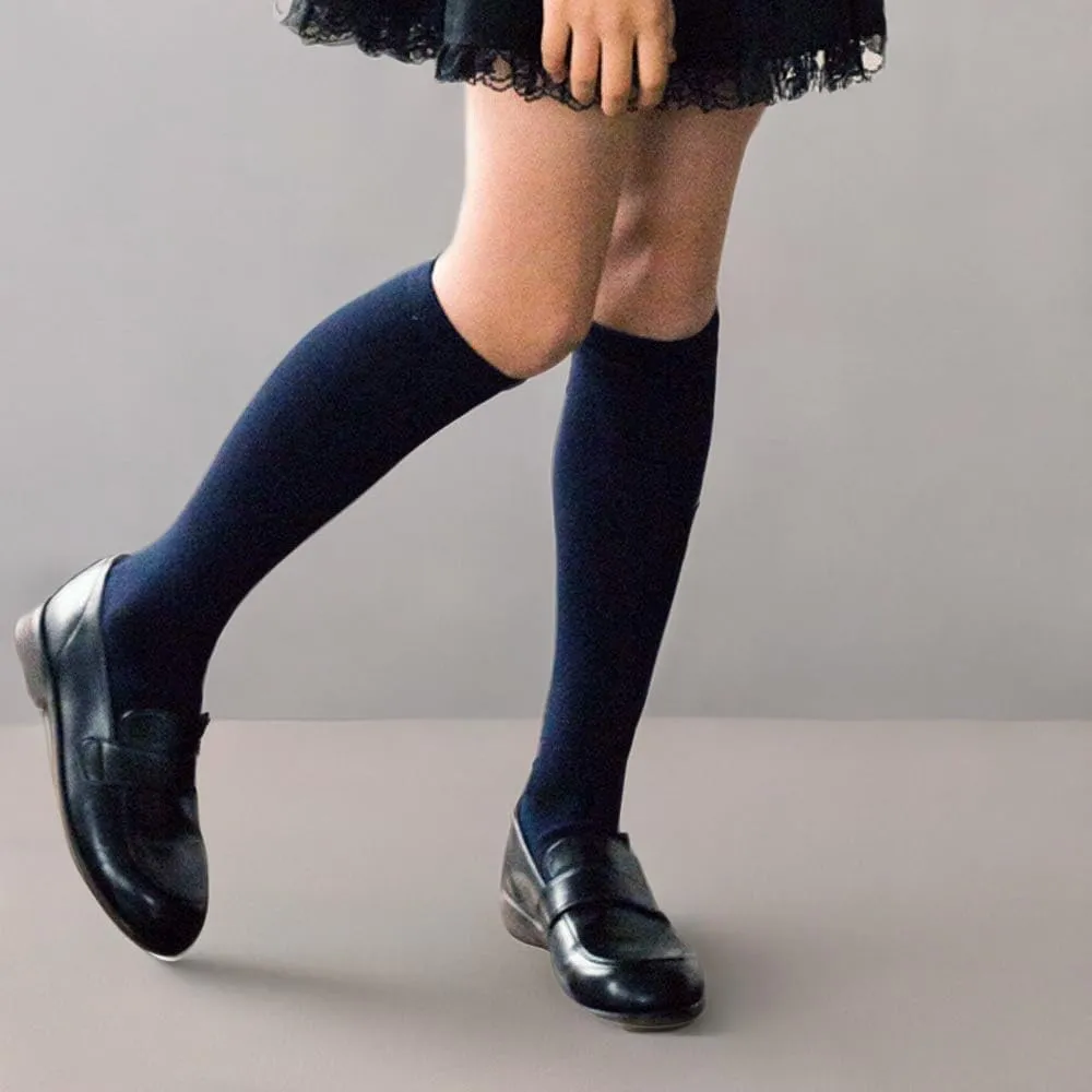 COTTON DAY 3 Pack Kids Girls Unisex Soft Knee High School Uniform Dress Socks Seamless Toe Black White Navy Blue Burgundy