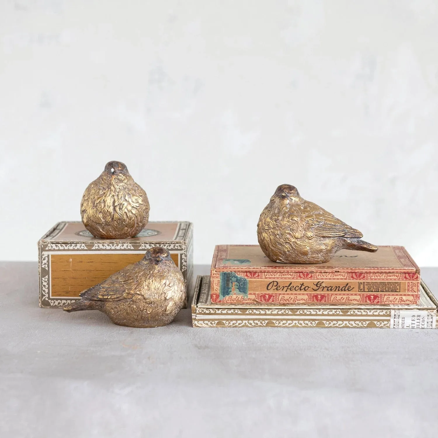 Creative Co-op Resin Bird with Distressed Gold Finish