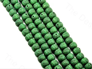 Dark Green Spherical Plastic Printed Beads