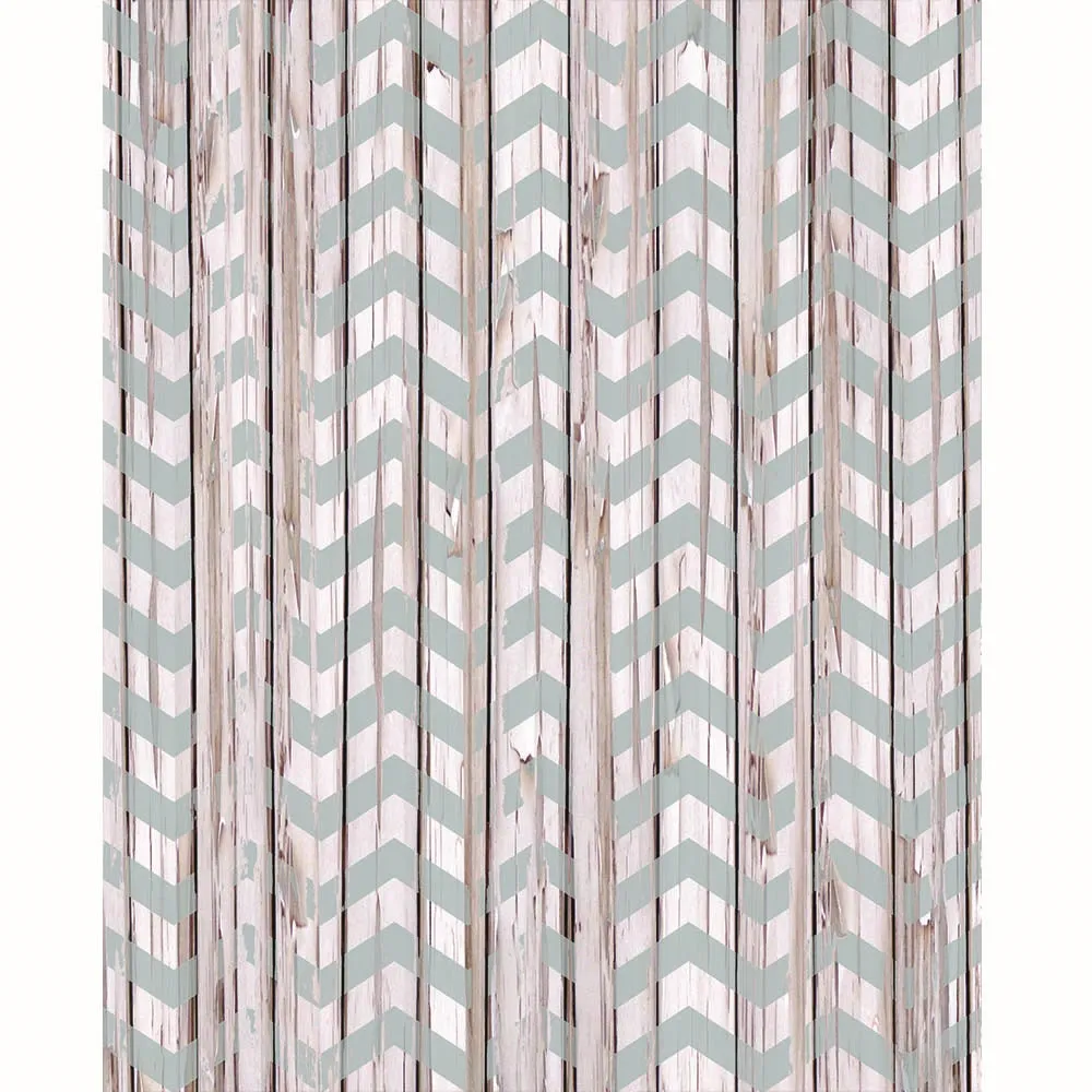 Distressed Mint Chevron Planks Printed Backdrop