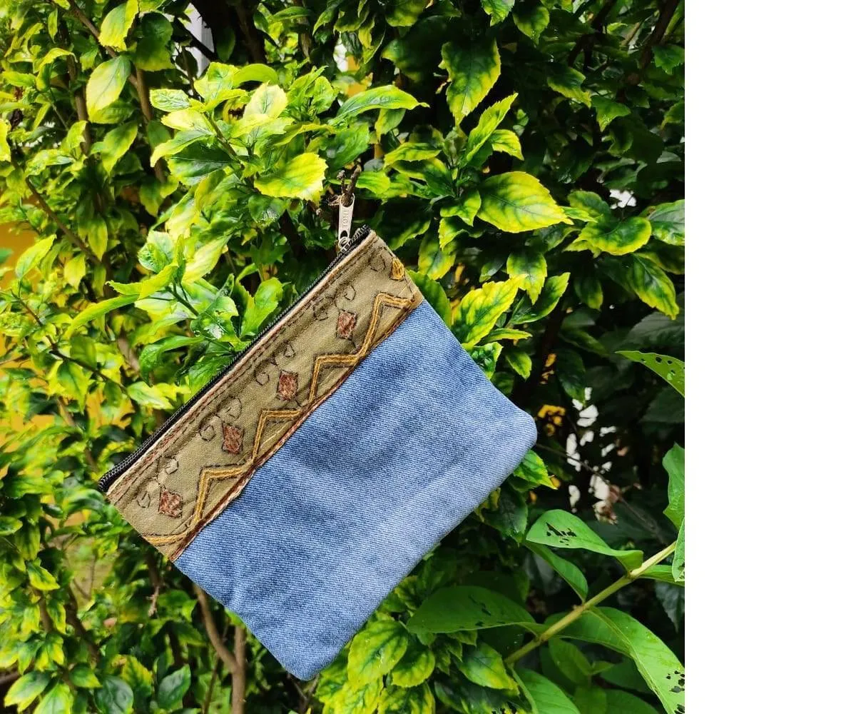 Embroidered Denim Purse