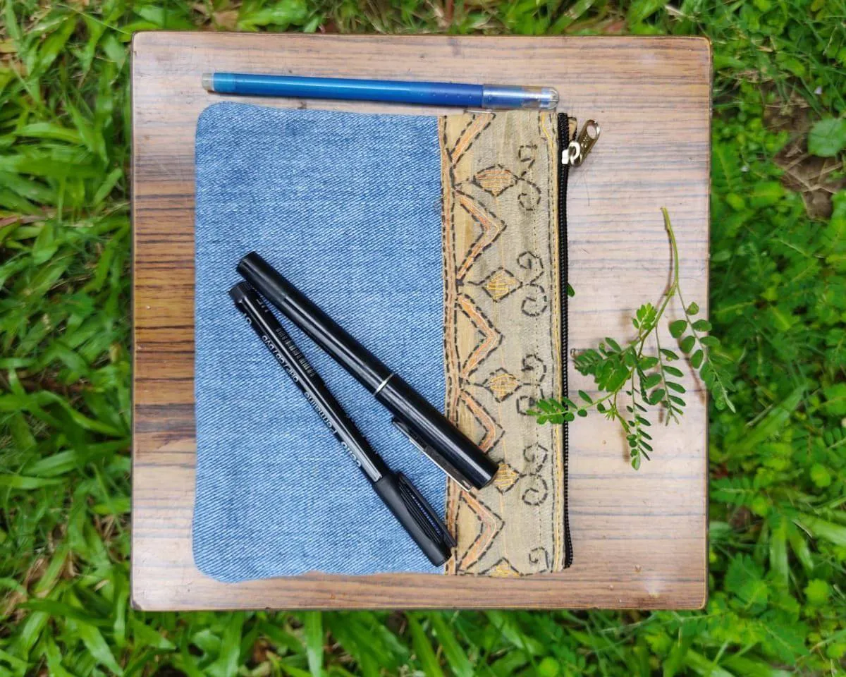 Embroidered Denim Purse