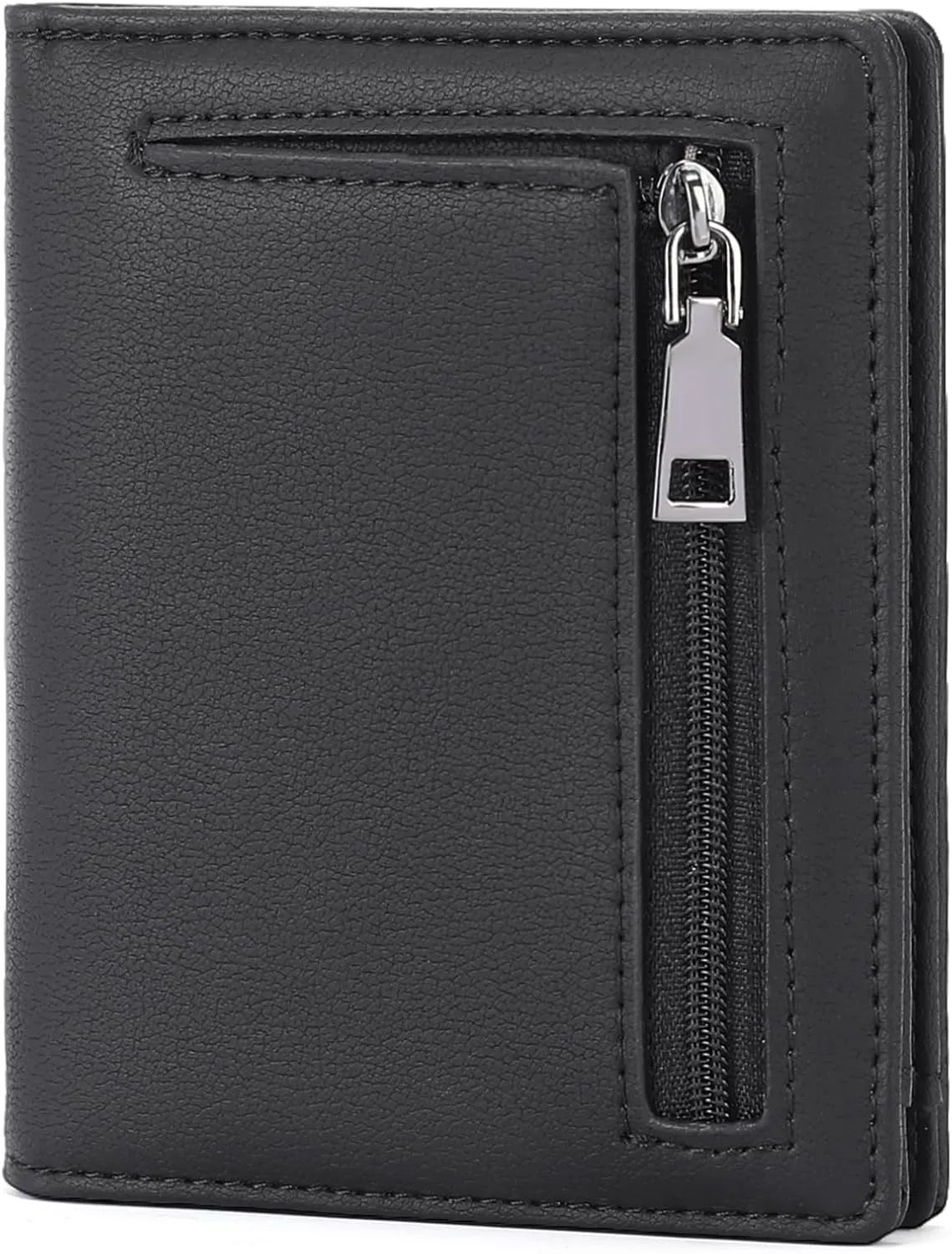 GAEKEAO Mens Wallet Slim Bifold RFID Blocking Thin Credit Card Holder Genuine Leather Minimalist Front Pocket Wallets for Men with Zipper Coin Pocket