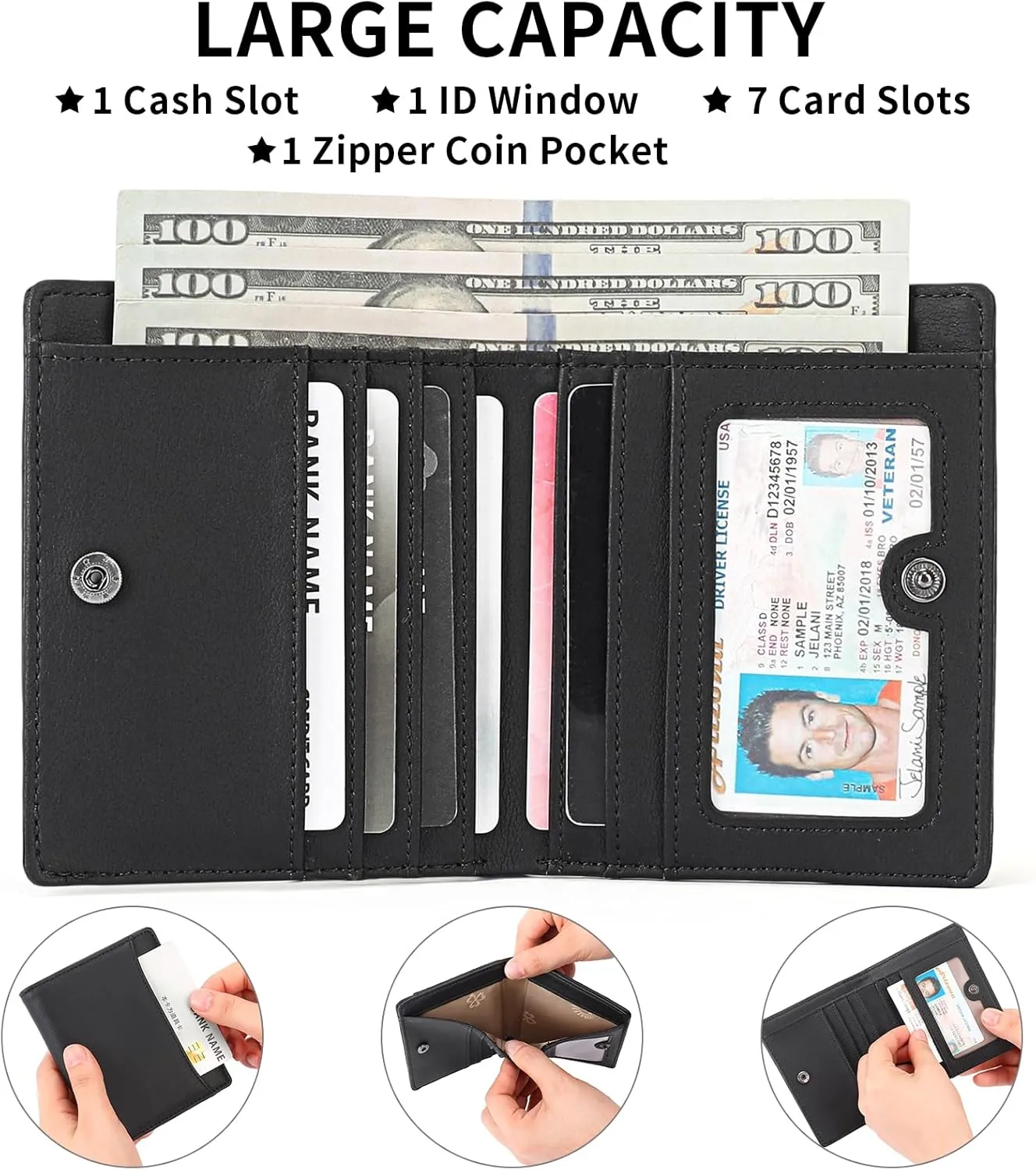 GAEKEAO Mens Wallet Slim Bifold RFID Blocking Thin Credit Card Holder Genuine Leather Minimalist Front Pocket Wallets for Men with Zipper Coin Pocket