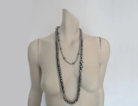 Grey Asymmetrical Triple Strand Necklace - 1960s