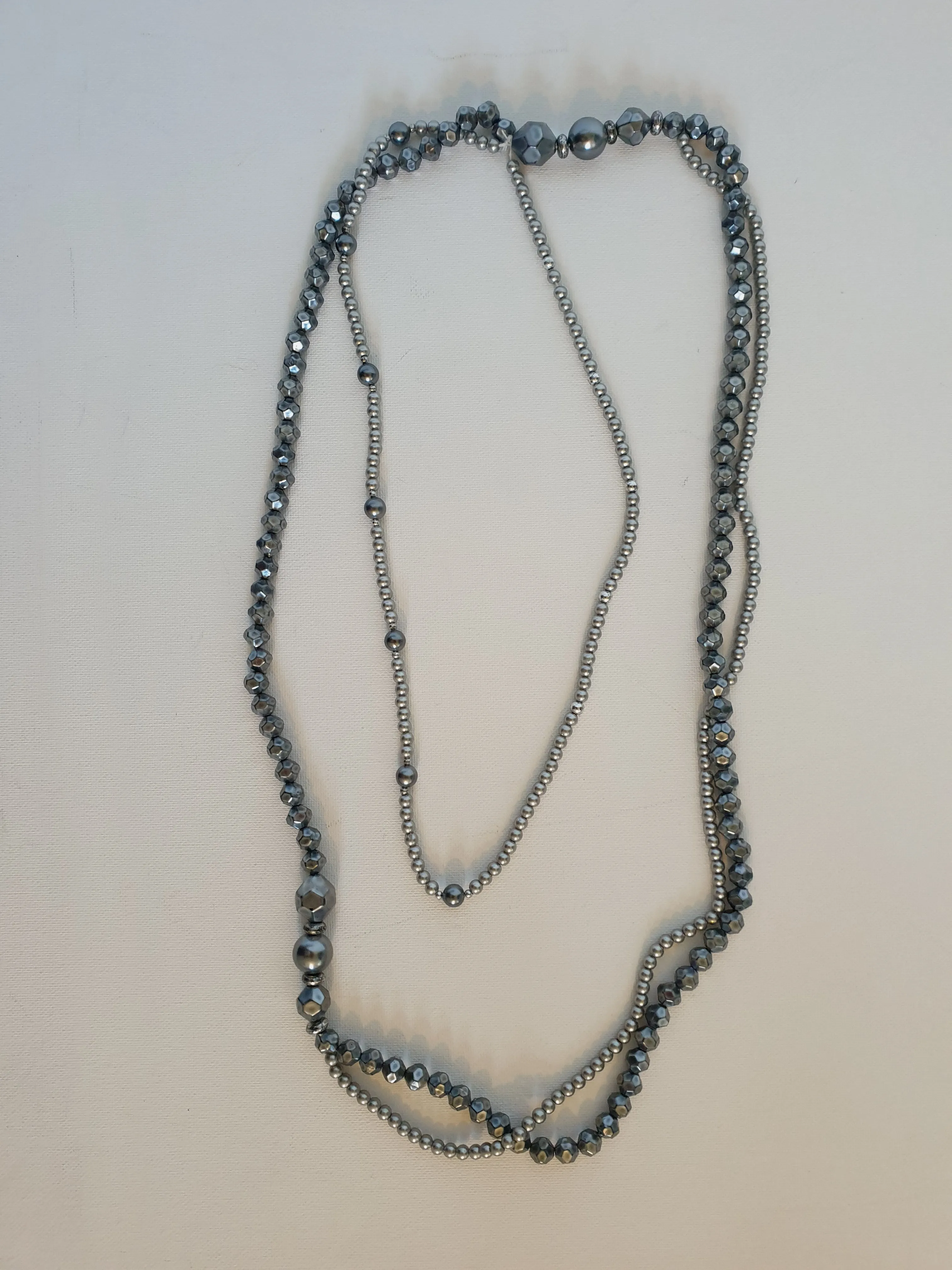 Grey Asymmetrical Triple Strand Necklace - 1960s