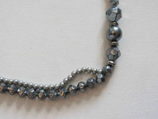 Grey Asymmetrical Triple Strand Necklace - 1960s