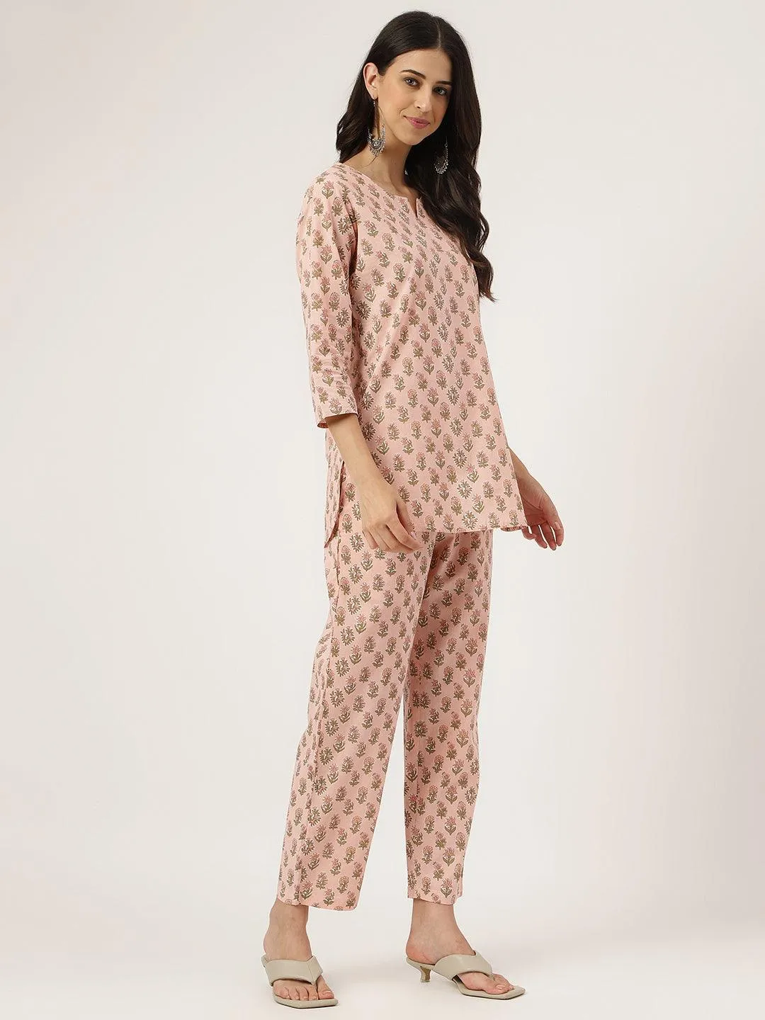 Jashvi Soft Pink Printed Loungewear/Nightwear