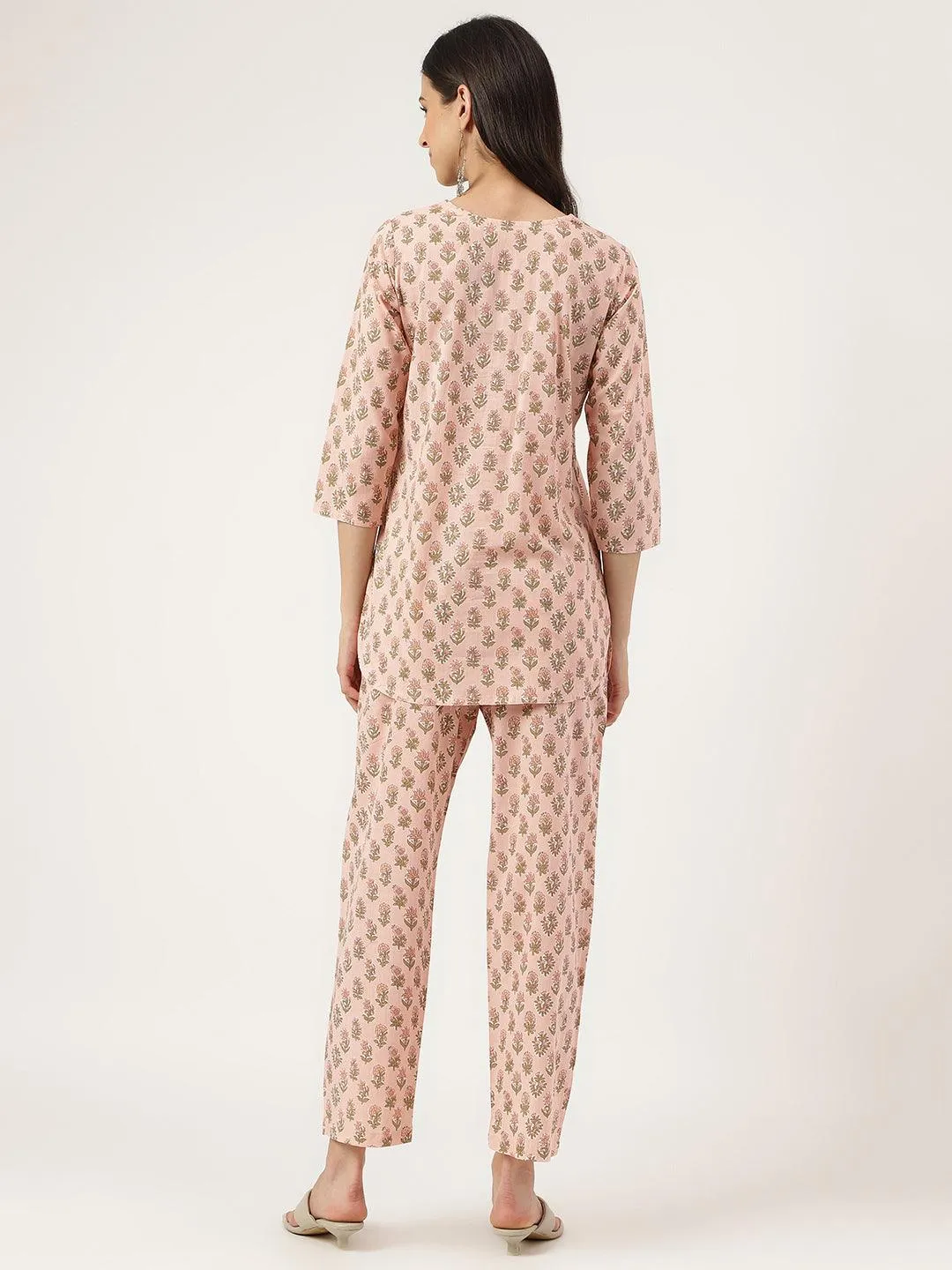 Jashvi Soft Pink Printed Loungewear/Nightwear