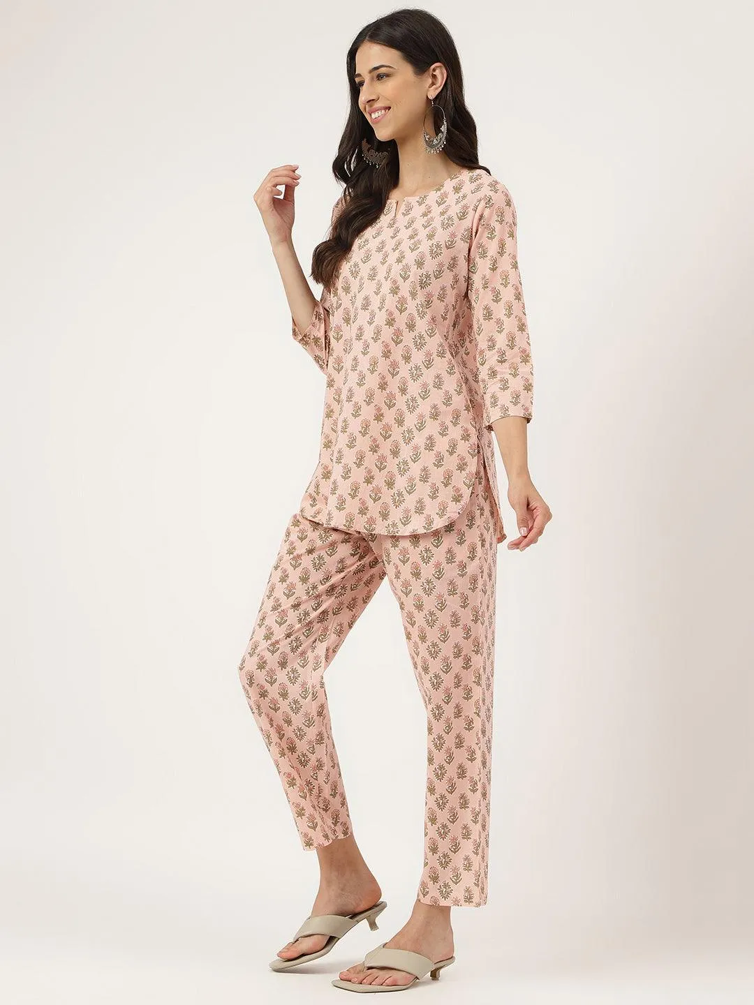 Jashvi Soft Pink Printed Loungewear/Nightwear