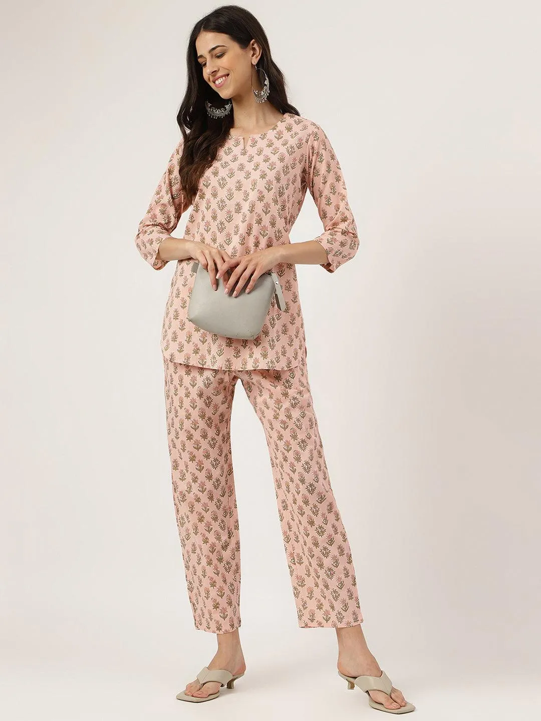 Jashvi Soft Pink Printed Loungewear/Nightwear