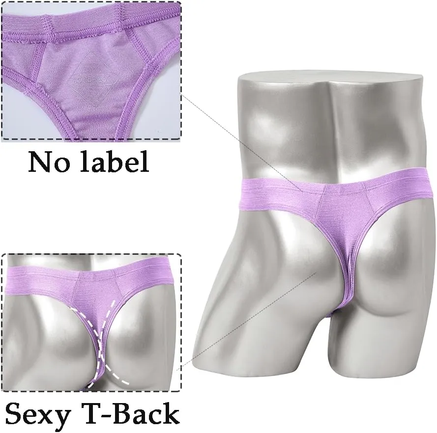 JINSHI Men's Thong Underwear Sexy Ice Silk Glossy G String Male Athletic Thongs T Back For Men Bikini Briefs
