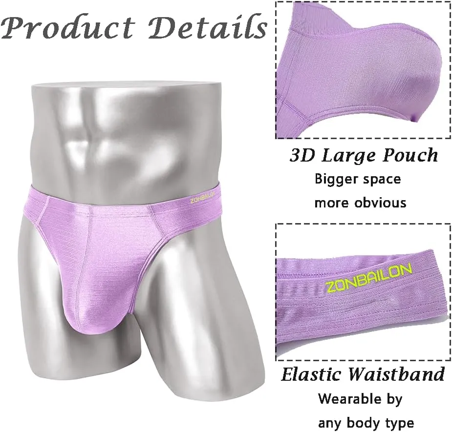 JINSHI Men's Thong Underwear Sexy Ice Silk Glossy G String Male Athletic Thongs T Back For Men Bikini Briefs