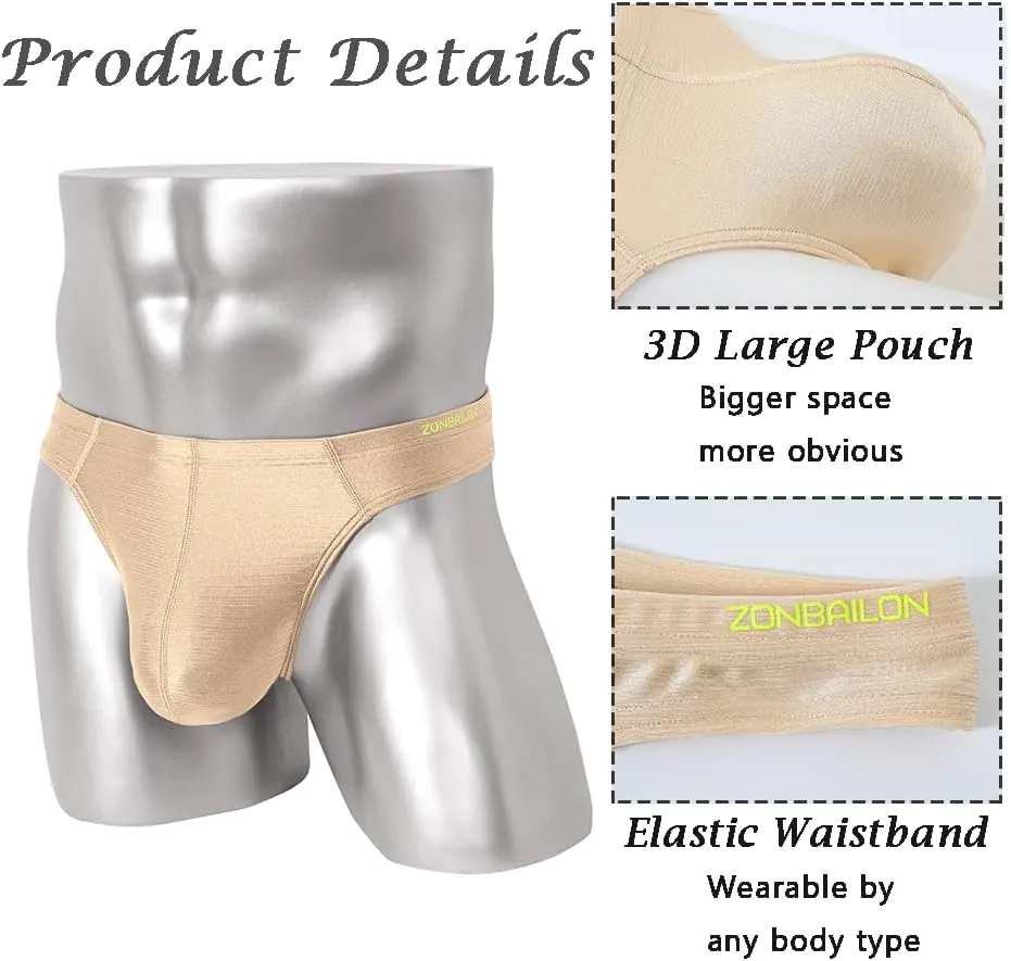 JINSHI Men's Thong Underwear Sexy Ice Silk Glossy G String Male Athletic Thongs T Back For Men Bikini Briefs