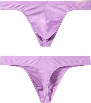 JINSHI Men's Thong Underwear Sexy Ice Silk Glossy G String Male Athletic Thongs T Back For Men Bikini Briefs