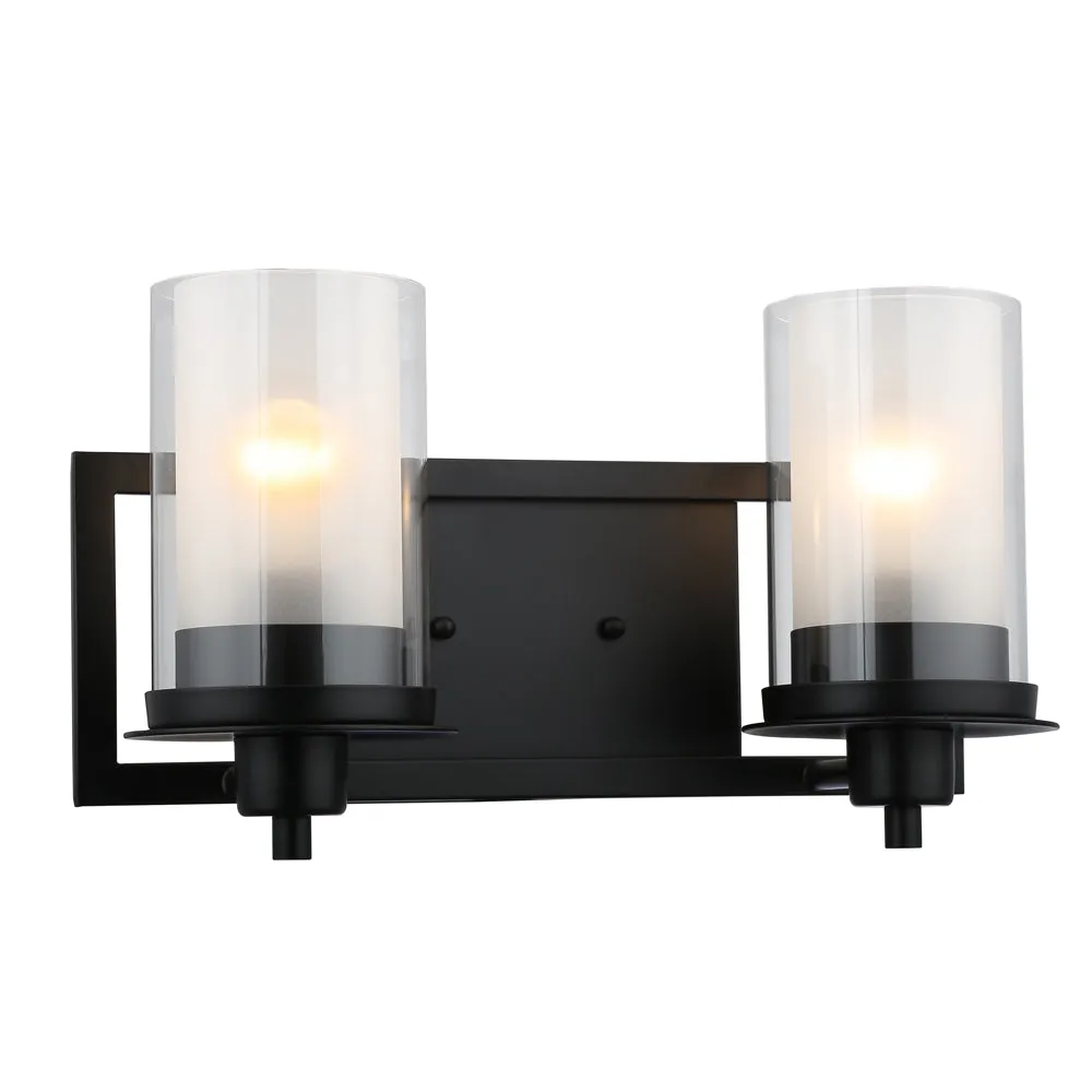 Juno Matte Black 2 Light Wall Sconce / Bathroom Fixture