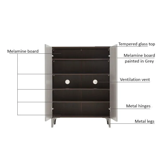 LENNON Tempered Glass Shoe Cabinet