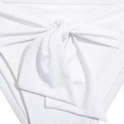 Liberty & Justice Women's Tie-Front Extra High Leg Super Cheeky Bikini Bottom - White L