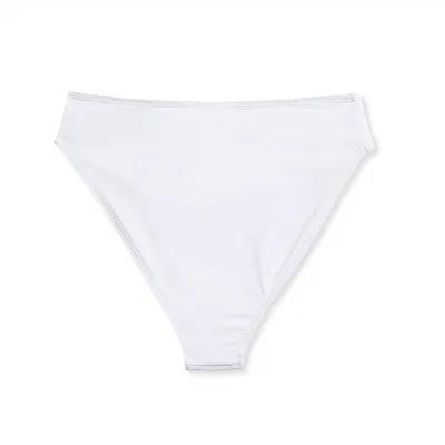 Liberty & Justice Women's Tie-Front Extra High Leg Super Cheeky Bikini Bottom - White L