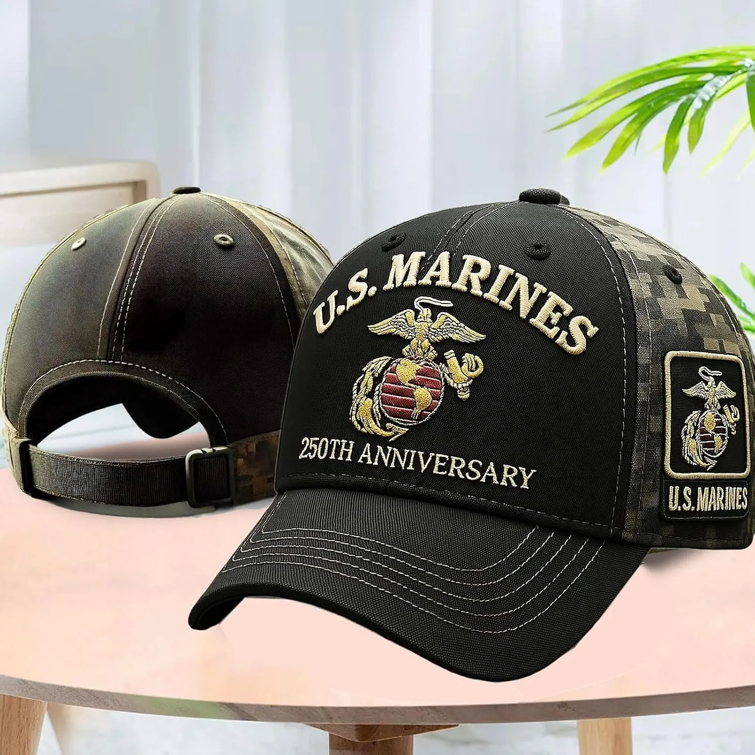 Marine Corps 250th Anniversary Baseball Cap, 250th Anniversary Tribute Cap Adjustable Embroidered Marine Corp Veterans Hat
