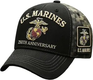 Marine Corps 250th Anniversary Baseball Cap, 250th Anniversary Tribute Cap Adjustable Embroidered Marine Corp Veterans Hat