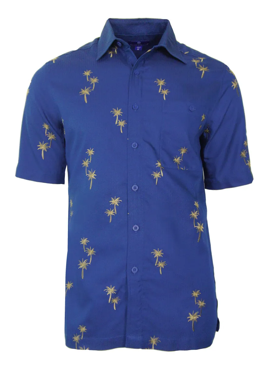 Men's Hawaiian Embroidery Shirt - Palm Grove