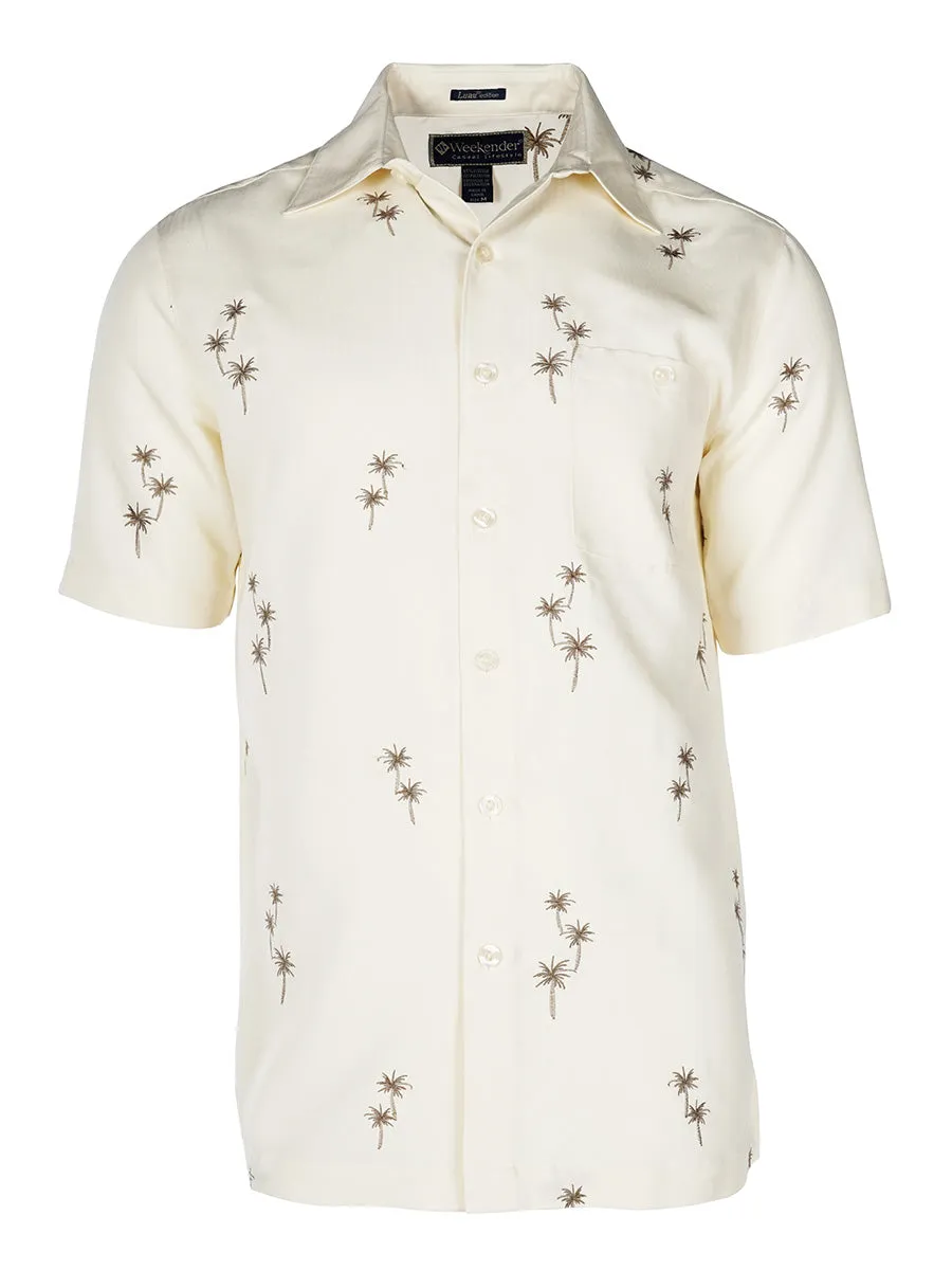 Men's Hawaiian Embroidery Shirt - Palm Grove