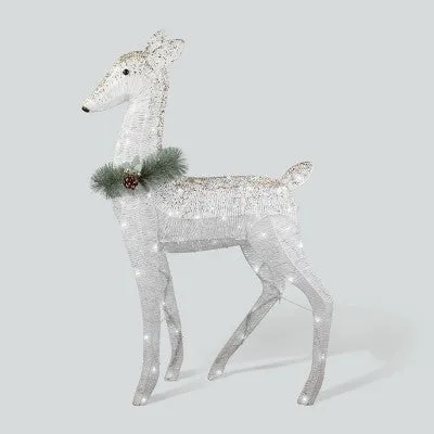 Open Box - 40" LED Glitter String Doe Novelty Sculpture Light Pure White Twinkle