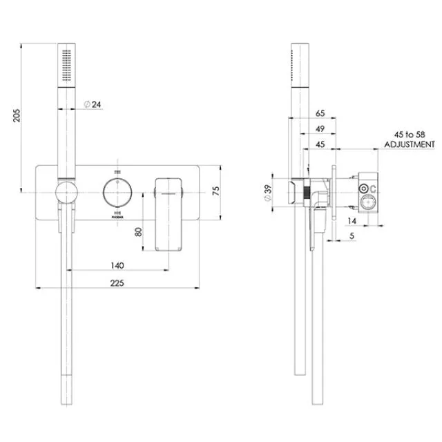 Phoenix Gloss MKII Wall Shower System Matte Black