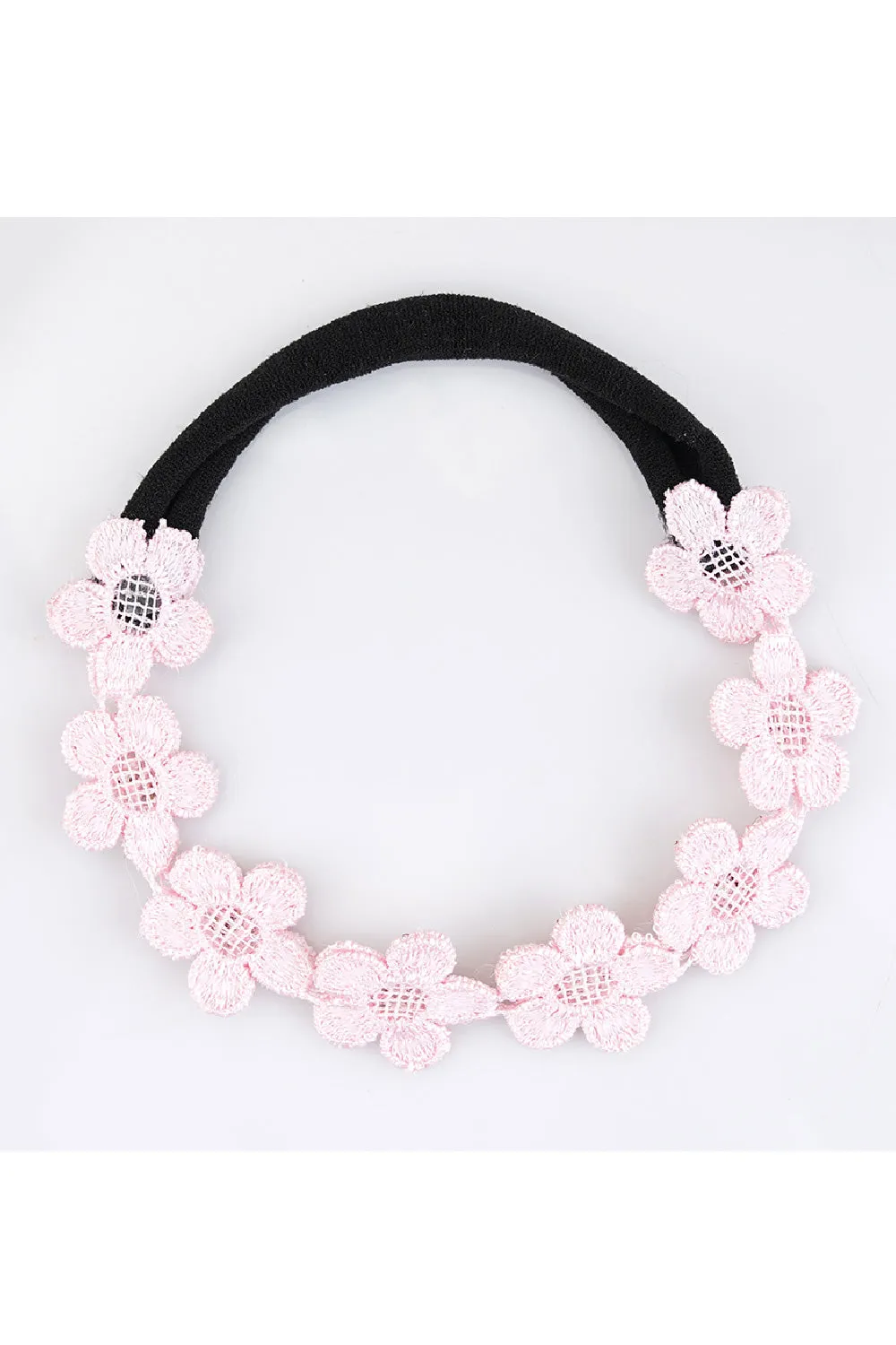 Pink Lace And Beads Embellished Floral Hairtie