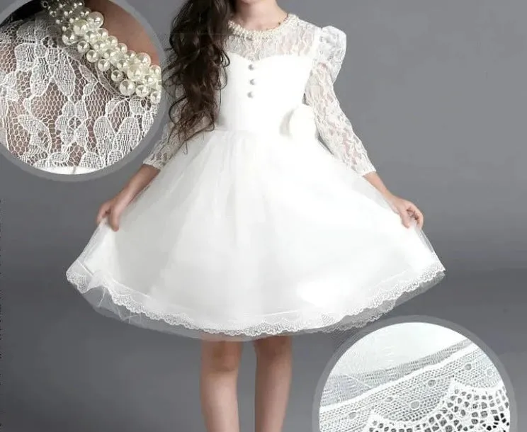 Princess Girls Lace Flower Wedding Elegant Party Dress